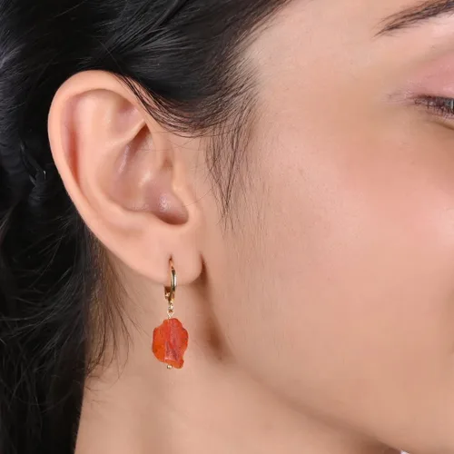 Vista 23 de Gempires Handmade Gemstone Hoop Earrings Raw Crystal Dangle Jewelry Hypoallergenic Gold Plated Lightweight Elegant Jewelry Gifts For Women