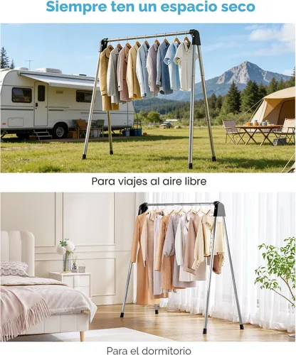Vista 9 de APEXCHASER Tendedero plegable para ropa portátil, 48 pulgadas de alto
