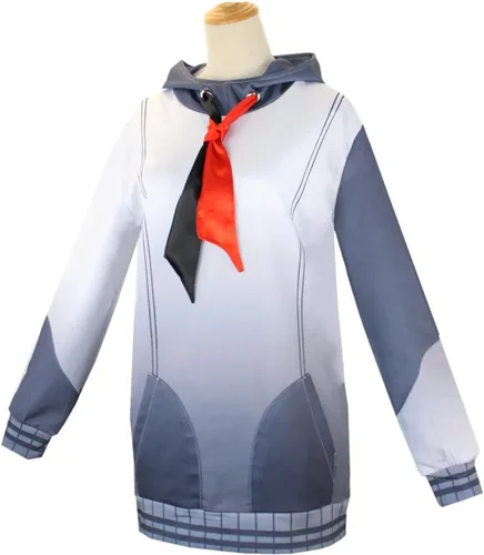 Vista 4 de Disfraz de Miku Yoisaki Kanade para mujer, disfraz negro con capucha y capucha de anime para Halloween