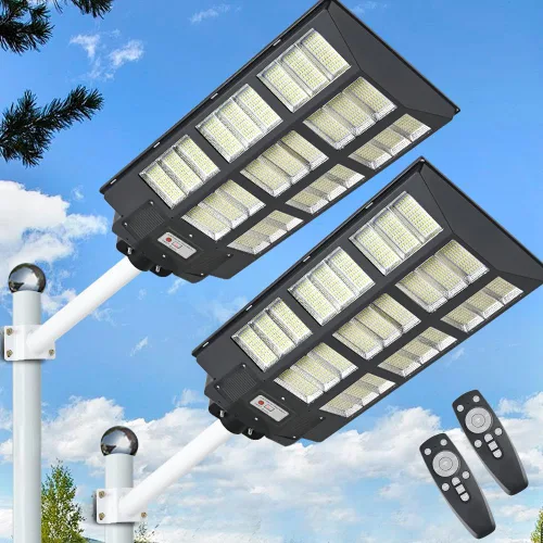 Vista 15 de 6000W Luz de calle LED solar para exteriores, luz de inundación de seguridad del atardecer al amanecer con control remoto, inalámbrica, impermeable
