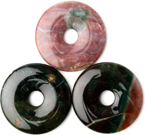 Vista 2 de Shamans Market Pi Stone - Fancy Agate - Colgante de dona pulida de 1.969 in con agujero central de 0.51 pulgadas para rito Munay Ki, meditación
