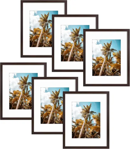 Vista 64 de Frametory, Marco de fotos de 11 x 14 pulgadas con paspartú para fotos de 8 x 10 pulgadas, moldeado ancho de vidrio de alta definición, accesorios