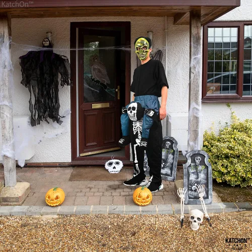 Vista 6 de Negro, disfraz de esqueleto de Halloween para hombres, pantalones unisex de Halloween para adultos, disfraces de Halloween para mujer, disfraz