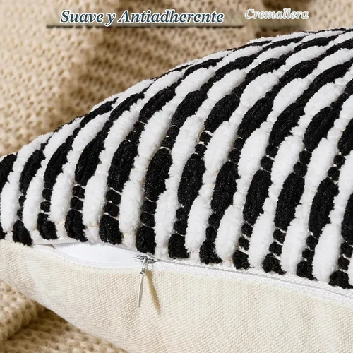 Vista 2 de AmHoo - Funda decorativa de almohada estilo bohemio de chenilla, funda de almohada con borlas tuftadas para sofá, cama, dormitorio, sala de estar