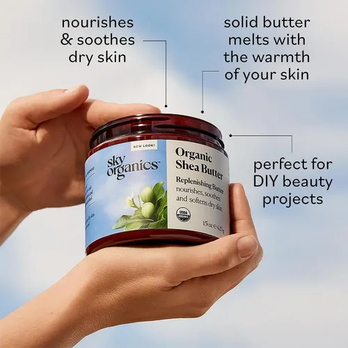 Vista 4 de Manteca de karité ecológica por Sky Organics, sin refinar, 100% pura manteca de cacao prima, 16 onzas, nutritiva para piel, hidratante de curación