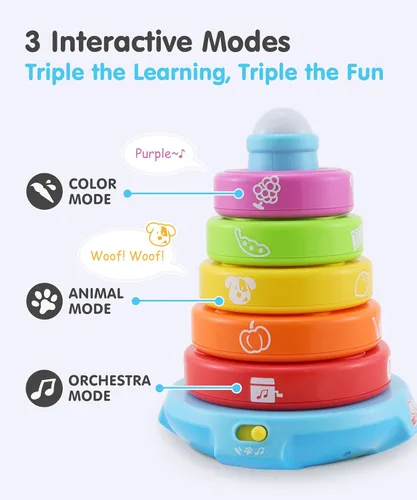 Vista 5 de BEST LEARNING Stack & Learn - Juguete apilable de actividades educativas de desarrollo para bebés de 6 o 9 meses en adelante Regalo de cumpleaños