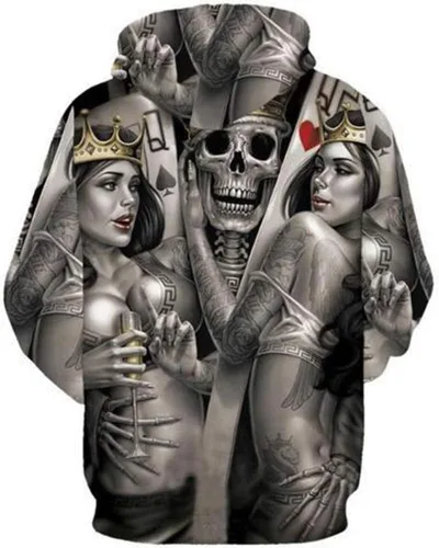 Vista 2 de Generic Brands Soul - Sudadera con capucha para hombre con estampado de calavera en 3D
