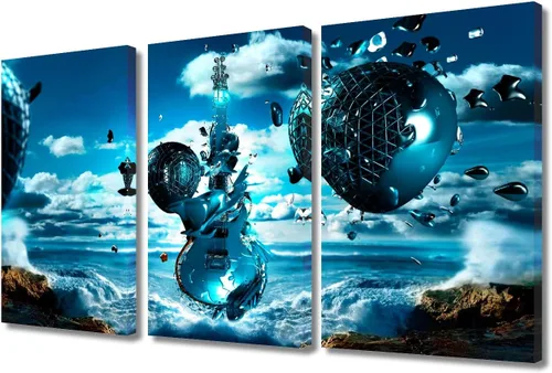 Vista 10 de Lienzo decorativo para pared, diseño de DJ Music Mixes the Track HD impreso en pinturas, 2 piezas, imágenes abstractas para sala de estar, obra