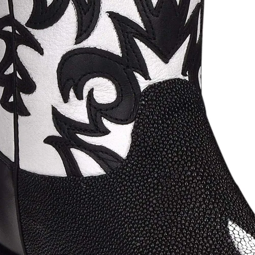 Vista 7 de Cuadra Western Chic - Botín para mujer en piel auténtica con cremallera negra