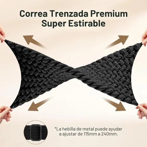 Vista 3 de Maledan Banda elástica trenzada compatible con Fitbit Sense/Versa 3/4 y Sense 2, correa elástica suave para reloj inteligente, accesorio