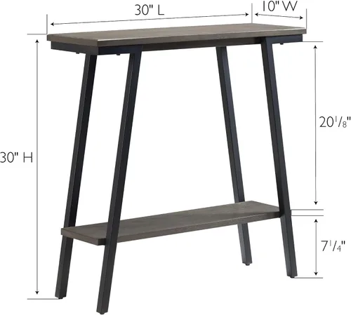 Vista 3 de Leick Home 214338 Empiria Mesa consola de madera con marco de metal para sala de estar, entrada, dormitorio, gris