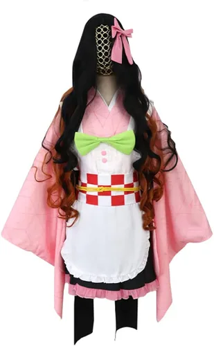 Vista 2 de Yunbei Disfraz de kimono japonés Kamado Nezuko para cosplay traje de bata Kanroji Mitsuri Yukata