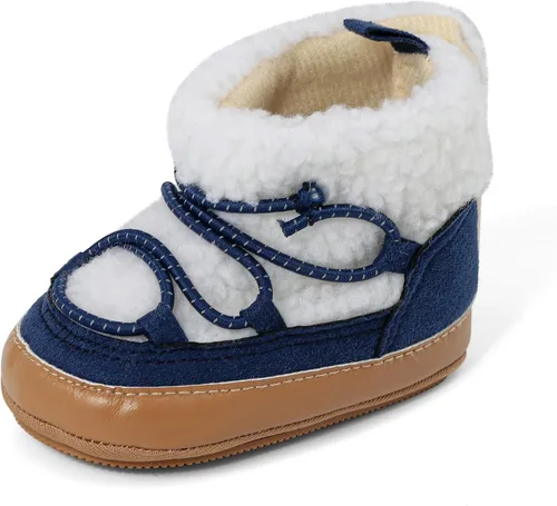Vista 11 de ESTAMICO Botas de invierno de peluche con lazo para bebés niñas Rojo