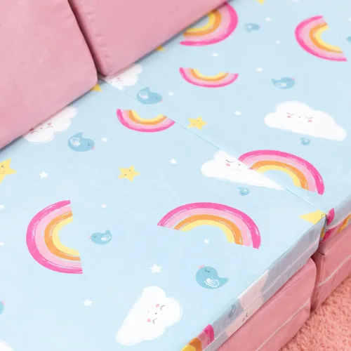 Vista 5 de Jaxx Playscape - Imaginativo juego de muebles modulares/sofá - Patrones divertidos para niños (arco iris/rosa)