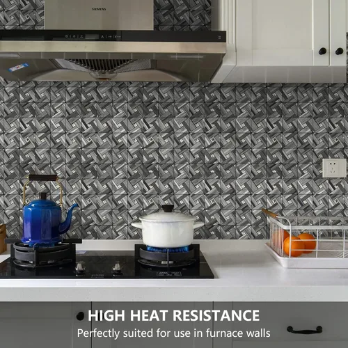 Vista 4 de Midcard 8 hojas de azulejos de mosaico de cocina para despegar y pegar como salpicadero de PVC, decoración de pared de cocina.
