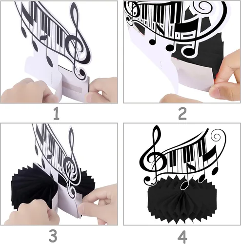 Vista 5 de Notas musicales para decoración de mesa de fiesta, 11 piezas, centros de mesa de panal de abeja para notas musicales, temática de fiesta