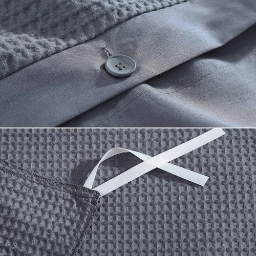 Vista 9 de Vera Wang - Juego de funda de edredón tamaño Queen, ropa de cama de algodón suave con fundas de almohada a juego, cierre de botón y lazos interiores