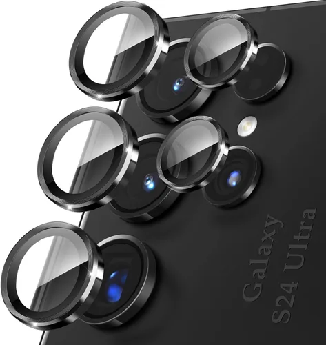 Vista 33 de YWXTW para Samsung Galaxy S23 Ultra Protector de lente de cámara, Protector de pantalla de lente de cámara de vidrio templado con anillo metálico