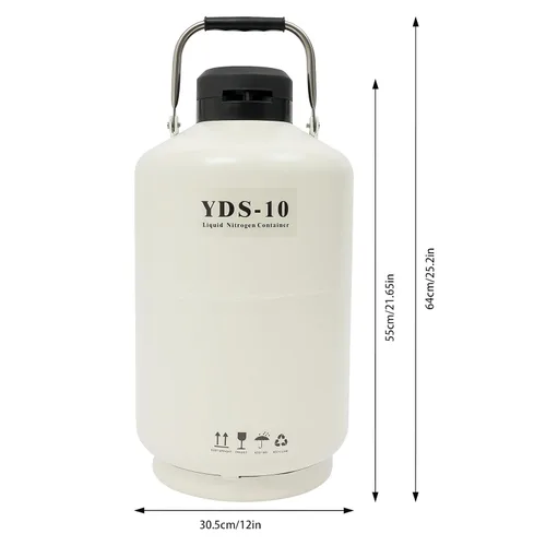 Vista 2 de Tanque de nitrógeno líquido de 10L, Contenedor criogénico Nitrógeno líquido (LN2) Aleación de aluminio Nitrógeno líquido Dewar Contenedor