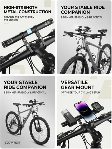 Vista 5 de Redcomets Extensor de manillar de bicicleta recargable por USB, extensión de manillar de bicicleta de 7.8 pulgadas y cargador de teléfono