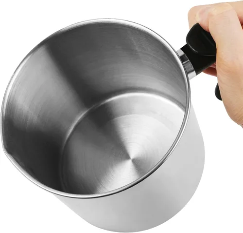Vista 5 de Olla para hacer velas, capacidad de 2 libras, olla de fusión de cera de doble caldera, boquilla de vertido antigoteo y mango resistente al calor