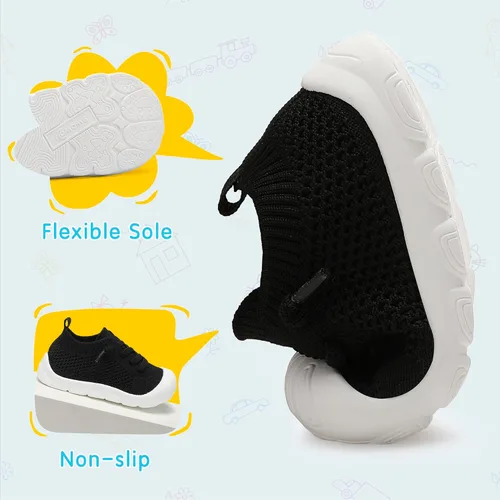 Vista 3 de Zapatos deportivos para niños y niñas pequeños, zapatos para caminar descalzos, zapatos de tenis ligeros y transpirables para los primeros bebés