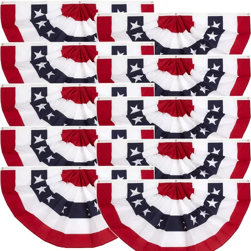 Vista 9 de 3 banderines plisados para abanicos de Estados Unidos, 36.0 x 18.0 in, hechos a mano con diseño de patriótico estadounidense, banderas plisadas, 2