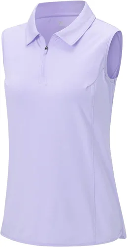 Vista 5 de YSENTO Camisas de golf sin mangas para mujer, cuello con cremallera de 14, de secado rápido, que absorben la humedad