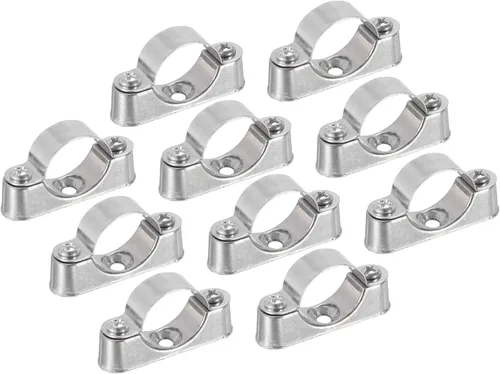 Vista 7 de UXCELL Paquete de 10 soportes de tubo - Abrazaderas para tubos de metal de 0.630 in de diámetro exterior, soportes de pared y techo