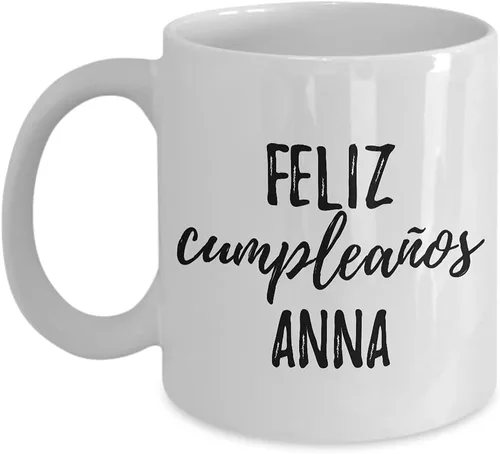 Vista 9 de Feliz Cumpleanos Anna Taza Española de Feliz Cumpleaños Personalizada Nombre Regalo Café Taza de Té Grande 15 Oz