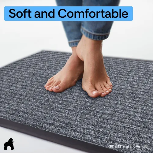 Vista 40 de Gorilla Grip - Tapete afelpado original de goma con perfil bajo, resistente, duradero, impermeable y fácil de limpiar para interior y exterior Marrón