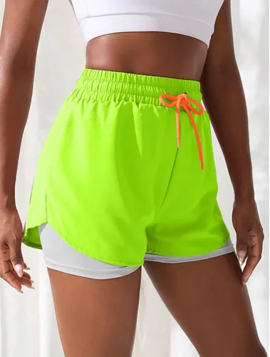 Vista 4 de YOAKUKA Pantalones cortos de entrenamiento 2 en 1 para mujer, para gimnasio, yoga, correr, ciclismo, tenis, faldas de verano