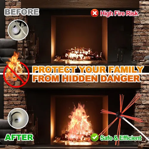 Vista 3 de Kit de barrido de chimenea Bluesea de 16 pies, sistema ergonómico de limpieza de chimenea con cepillo fuerte, se extiende hasta 16 pies, incluye 5