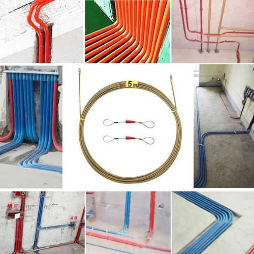 Vista 5 de Enhebrador de alambre de resorte eléctrico de 16 pies, cinta de pescado, herramienta extractor de cable de sujeción de cable, herramienta mejorada