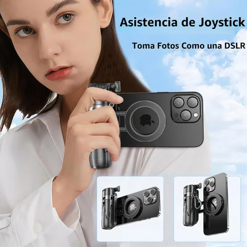 Vista 5 de Mag-Safe - Mini palo magnético para selfie, 4 en 1, pequeño trípode portátil de bolsillo para iPhone/Android, con clip de teléfono extraíble