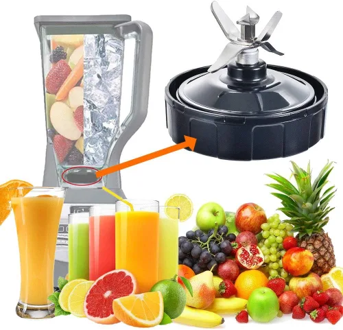 Vista 7 de Cuchilla de licuadora apta para Ninja, piezas de repuesto, 7 hojas macho de aleta con junta de goma, accesorios de licuadora compatibles con Nutri