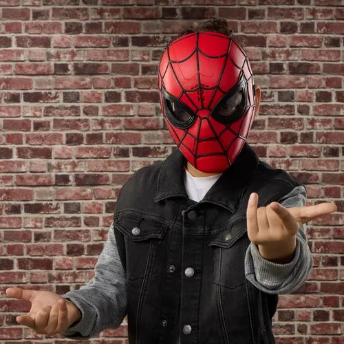 Vista 7 de Marvel Studios Spider-Man: Máscara brillante Wisecrackin' de New Day, juguete electrónico de juego de rol, máscara de disfraz de superhéroe