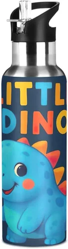 Vista 8 de Insulated Stainless Steel Water Bottle with Straw 20 Oz, BPA-Free Sport Water Bottle for Gym Outdoor Travel School, Cute Dinosaur Blue