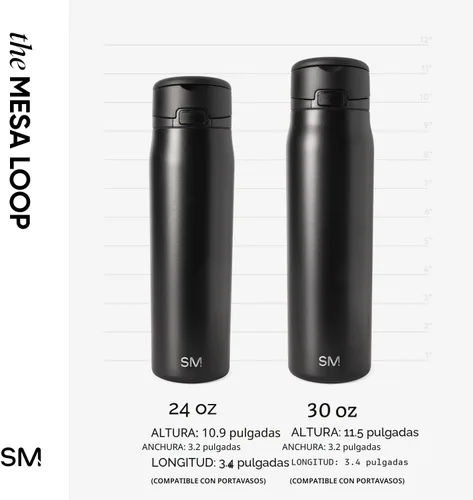 Vista 6 de Simple Modern Mesa Loop - Botella de agua con popote cubierto y asa Botellas de acero inoxidable aisladas de 24 onzas aptas para portavasos