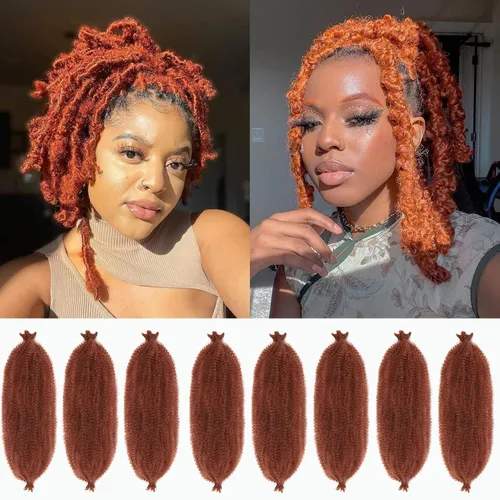 Vista 32 de Extensiones de cabello trenzado con resorte Marley Twist de 8 pulgadas, paquete de 8 para niños, cabello rizado y trenzado kinky, locs suaves