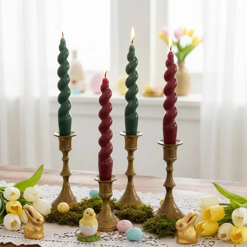 Vista 34 de SM101 - Vela cónica roja, velas en espiral de 10 pulgadas, velas largas cónicas sin goteo para cena, mesa de comedor, boda, fiesta, fiesta, Rojo