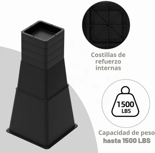 Vista 4 de Elevadores de cama de 12 pulgadas, resistentes, ajustables para cama, sofá, mesa, silla, soporta hasta 1500 libras (juego de 4, negro)