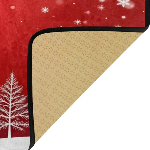Vista 5 de Alfombras de cocina, diseño de árbol de Navidad, muñeco de nieve, antideslizantes, suaves, alfombra de cocina, tapete de baño, tapete