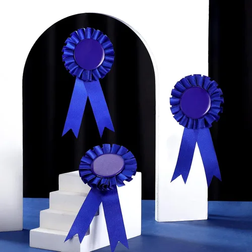 Vista 7 de 6 cintas de premio en blanco, cinta de roseta del primer lugar, cinta ganadora de victoria, cintas de reconocimiento de lujo para competición