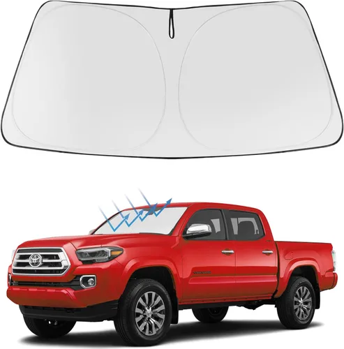 Vista 195 de Proadsy Parasol para parabrisas Rivian R1S 2022-2025 2026 de 4 capas plegable, protector de parasol frontal que bloquea los rayos UV, mantiene