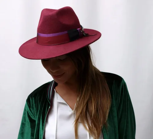 Vista 3 de B Couture Lior Wool Felt Fedora Hat Wide Brim