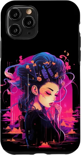 Vista 27 de iPhone 16 Japanese Geisha Retro Anime Cyberpunk Manga Synthwave Artsy Case