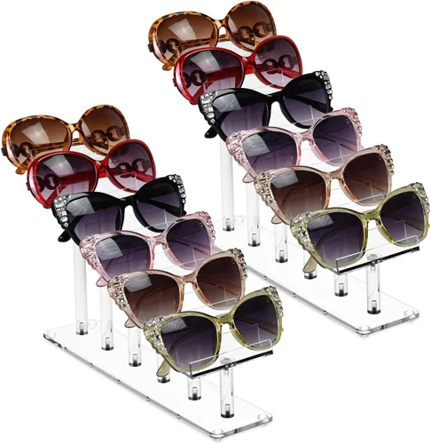 Vista 15 de MOOCA 3 Tier Premium Acrylic Eyewear Display Stand, Sunglasses Rack Holder, Sunglasses Stand, Eyewear Organizer for Eyeglasses, 5 in H 3-tier