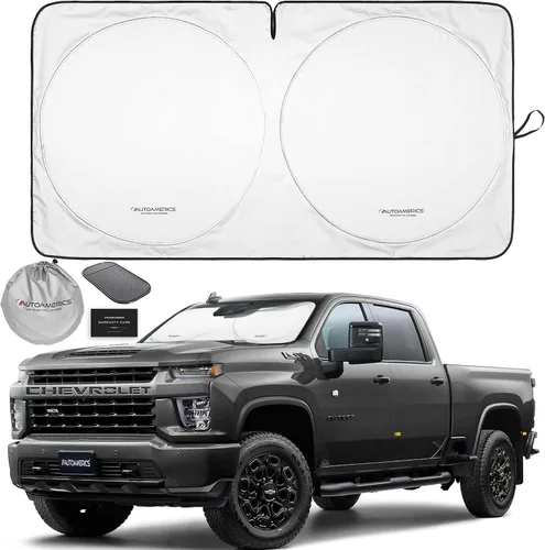 Vista 50 de Parasol de Parabrisas de Una Pieza - Parasol Cromado Líquido Plegable para Ventana Delantera de Auto para Carros SUV Camión - Protector Visor