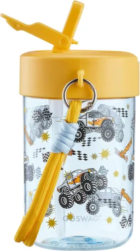 Vista 8 de GOSWAG Botella de agua para niños de 16 onzas con tapa con popote, botella Sueño estrellado
